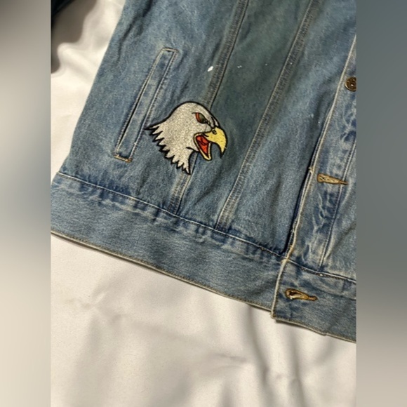 Born Fly Tint Wash Embroidered Jacket Denim Trucker Gadwall 2X Eagle New w Tags - Picture 9 of 13
